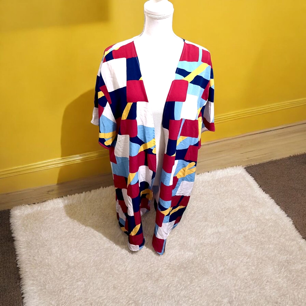 Colorful Geometric Open Cardigan